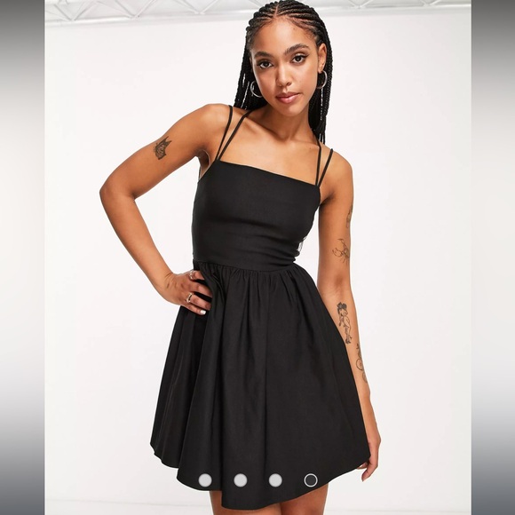 ASOS Black Mini Dress with Open Back - Picture 2 of 4